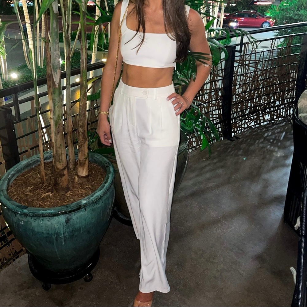 Princess Polly Huxley Set in White - Crop Top and Pants Set